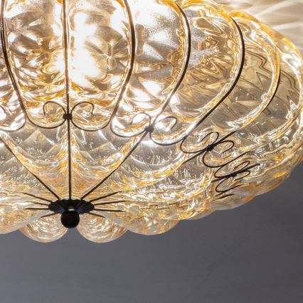 SIRU - Griestu lampa SOLE 3xE14/40W/230V d. 31 cm bēša/matēts hroms Venēcijas stikls