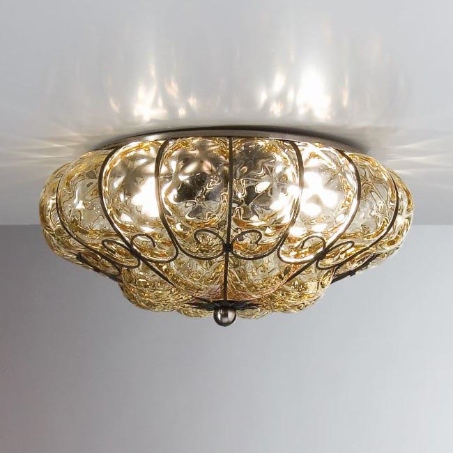 SIRU - Griestu lampa SOLE 3xE14/40W/230V d. 31 cm bēša/matēts hroms Venēcijas stikls