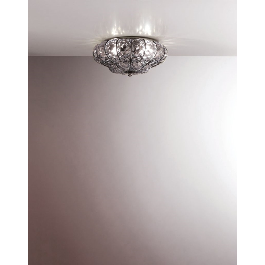 SIRU - Griestu lampa SOLE 3xE14/40W/230V d. 31 cm caurspīdīga/matēts hroms Venēcijas stikls