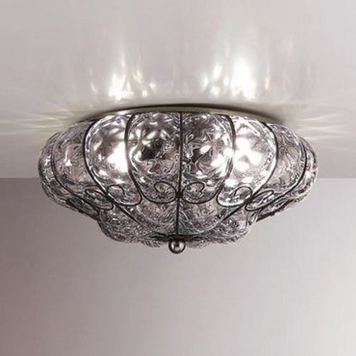 SIRU - Griestu lampa SOLE 3xE14/40W/230V d. 31 cm caurspīdīga/matēts hroms Venēcijas stikls