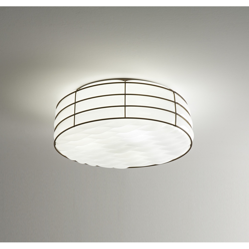 SIRU - Griestu lampa TAMIS 3xE14/40W/230V melna/balta Venēcijas stikls