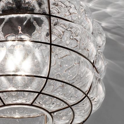 SIRU - Griestu lampa TERRA 1xE27/60W/230V melna/caurspīdīga Venēcijas stikls