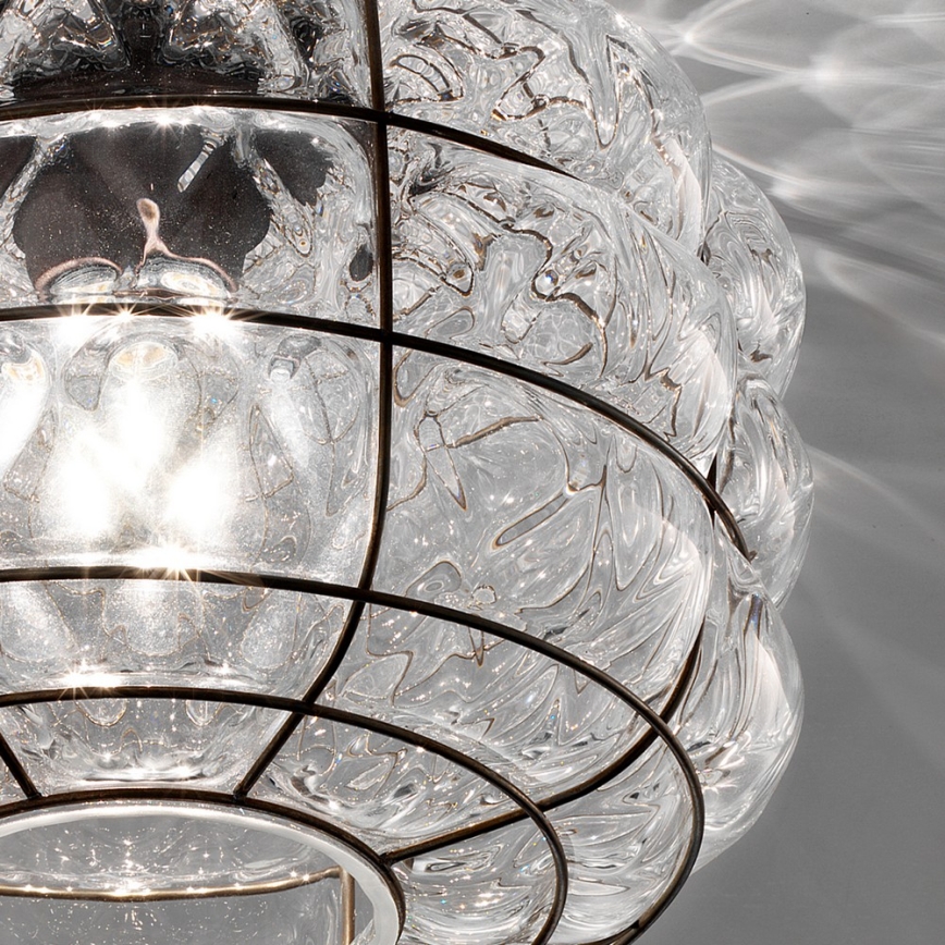 SIRU - Griestu lampa TERRA 1xE27/60W/230V melna/caurspīdīga Venēcijas stikls