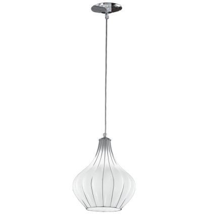 SIRU - Lustra ar auklu AURIGA 1xE14/40W/230V d. 26 cm matēts hroms/balta Venēcijas stikls