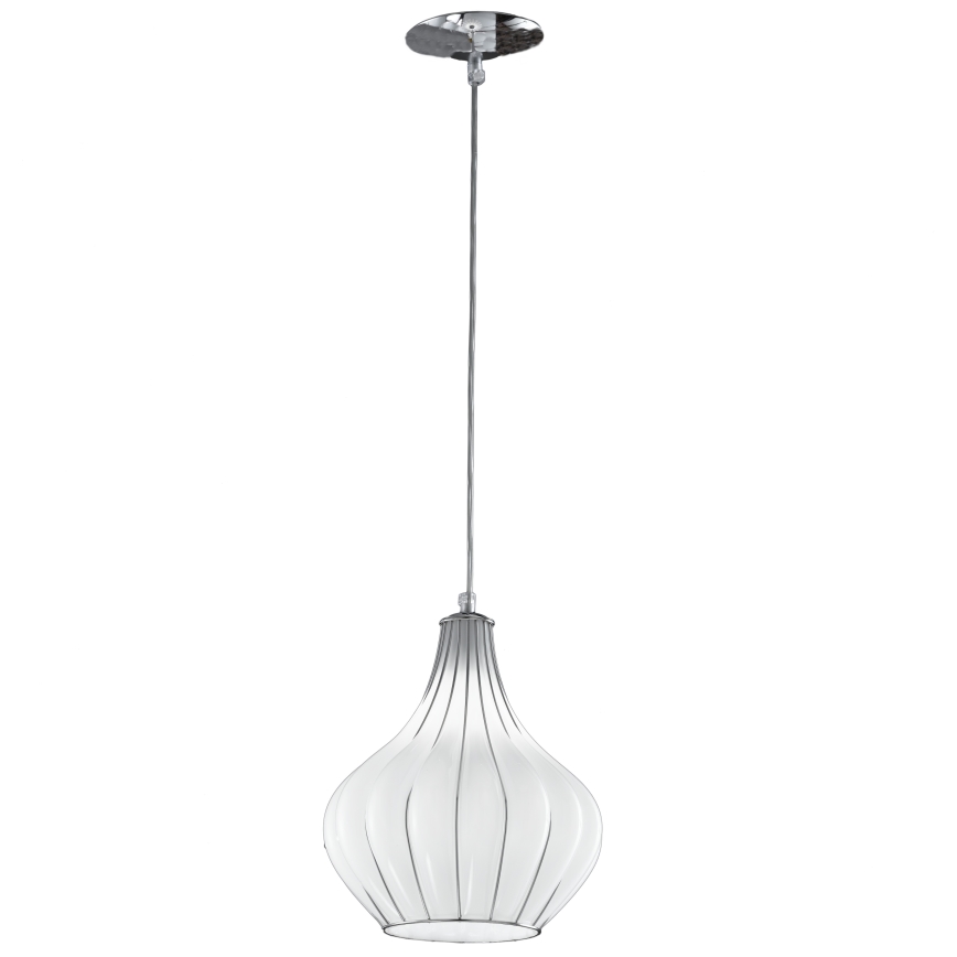 SIRU - Lustra ar auklu AURIGA 1xE14/40W/230V d. 26 cm matēts hroms/balta Venēcijas stikls