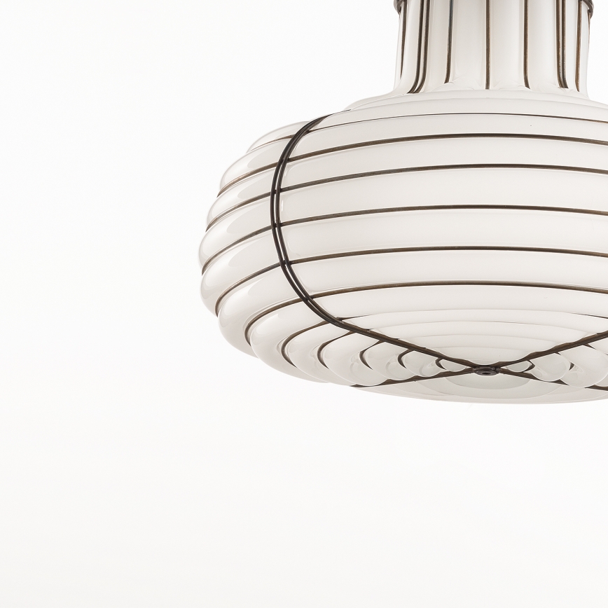 SIRU - Lustra ar auklu CHAPEAU 2xE14/40W/230V matēts hroms/balta Venēcijas stikls