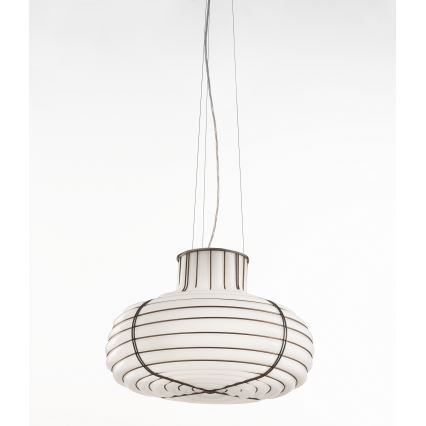 SIRU - Lustra ar auklu CHAPEAU 2xE14/40W/230V matēts hroms/balta Venēcijas stikls