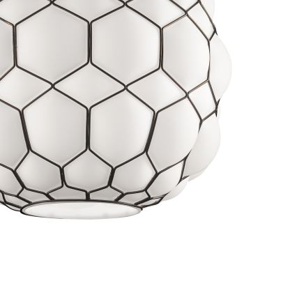 SIRU - Lustra ar auklu GALAPAGOS 1xE27/60W/230V melna/balta Venēcijas stikls