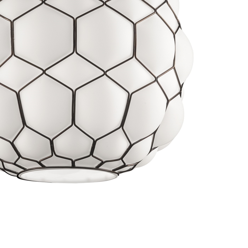 SIRU - Lustra ar auklu GALAPAGOS 1xE27/60W/230V melna/balta Venēcijas stikls