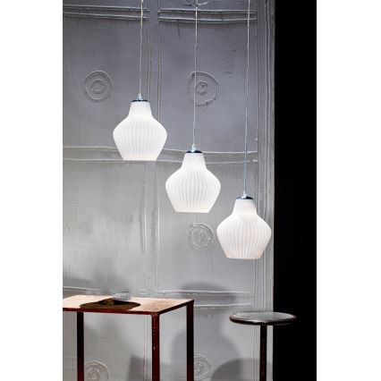 SIRU - Lustra ar auklu LONDON 1xE27/60W/230V balta/spīdīgi hromēts Venēcijas stikls