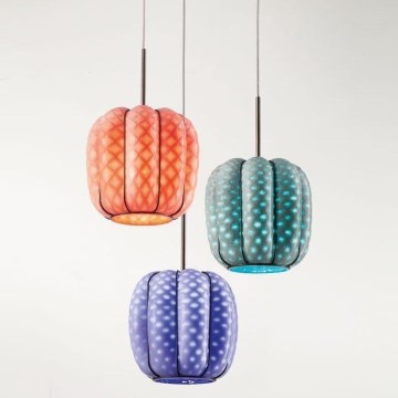 SIRU - Lustra ar auklu NEST 3xE27/60W/230V oranža/zila/zaļa Venēcijas stikls