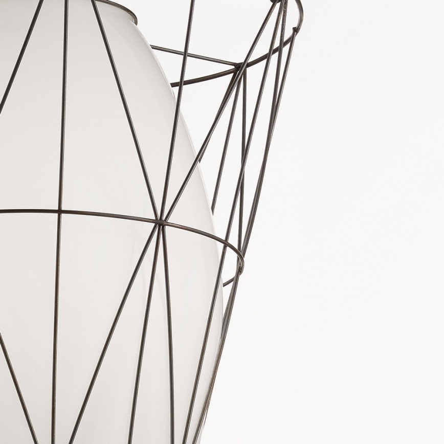 SIRU - Lustra ar auklu SEGNI 1xE27/60W/230V melna/balta Venēcijas stikls