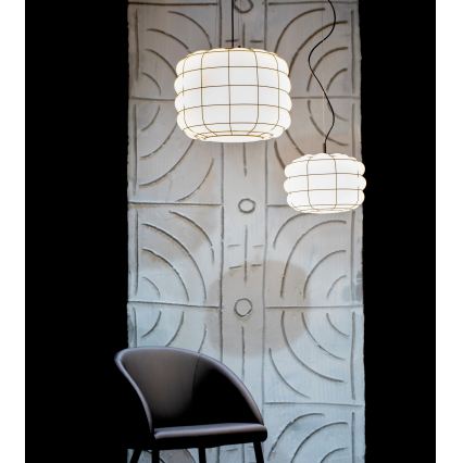 SIRU - Lustra ar auklu TERRA 1xE27/60W/230V melna/balta Venēcijas stikls