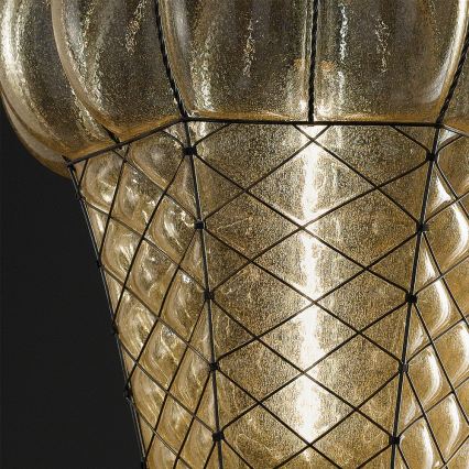 SIRU - Lustra ar ķēdi BABÀ 1xE27/60W/230V d. 30 cm bēša/brūna Venēcijas stikls