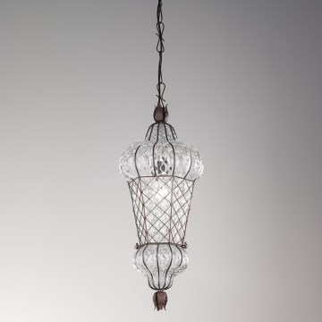 SIRU - Lustra ar ķēdi BABÀ 1xE27/60W/230V d. 30 cm caurspīdīga/brūna Venēcijas stikls