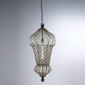 SIRU - Lustra ar ķēdi BABÀ 1xE27/60W/230V d. 30 cm caurspīdīga/brūna Venēcijas stikls