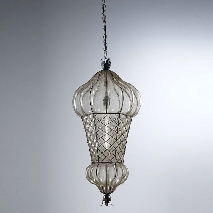 SIRU - Lustra ar ķēdi BABÀ 1xE27/60W/230V d. 30 cm caurspīdīga/brūna Venēcijas stikls