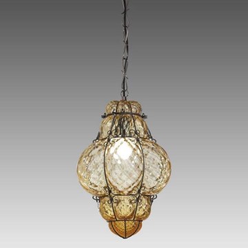 SIRU - Lustra ar ķēdi CLASSIC 1xE27/60W/230V d. 30 cm bēša/melna Venēcijas stikls