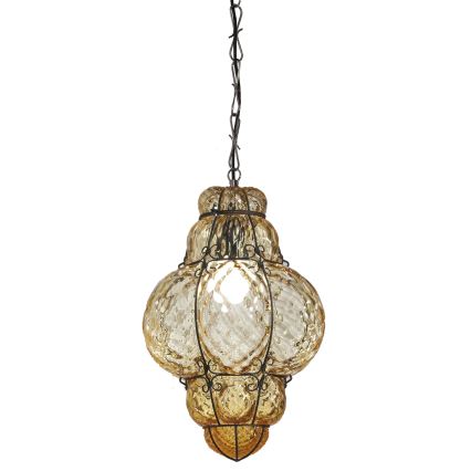 SIRU - Lustra ar ķēdi CLASSIC 1xE27/60W/230V d. 30 cm bēša/melna Venēcijas stikls