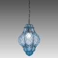 SIRU- Lustra ar ķēdi CLASSIC 1xE27/60W/230V d. 30 cm zila/melna Venēcijas stikls
