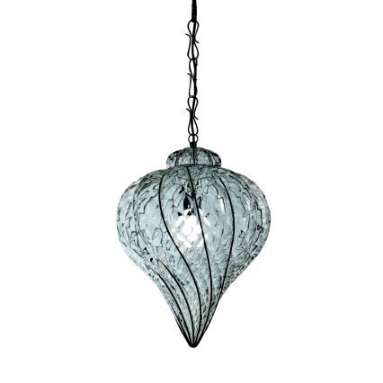 SIRU - Lustra ar ķēdi GOCCIA 1xE27/60W/230V d. 25 cm caurspīdīga/brūna Venēcijas stikls