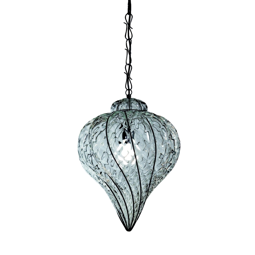 SIRU - Lustra ar ķēdi GOCCIA 1xE27/60W/230V d. 25 cm caurspīdīga/brūna Venēcijas stikls
