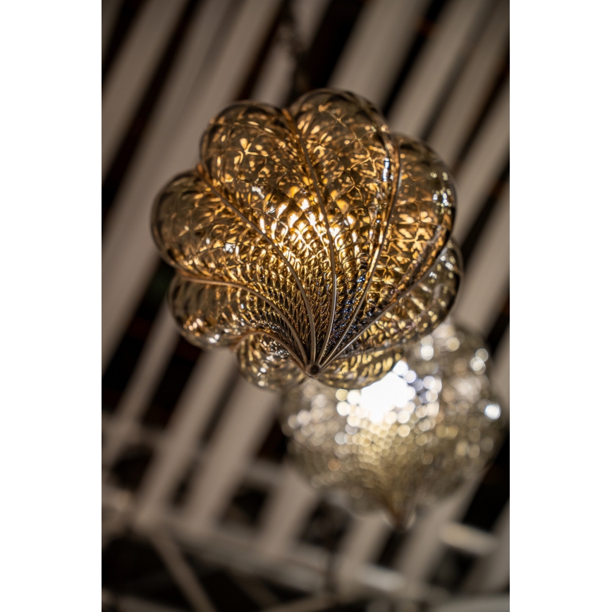 SIRU - Lustra ar ķēdi GOCCIA 1xE27/60W/230V d. 25 cm bēša/brūna Venēcijas stikls