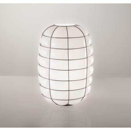 SIRU - Sienas lampa LANTERNA 1xE27/60W/230V melna/balta Venēcijas stikls