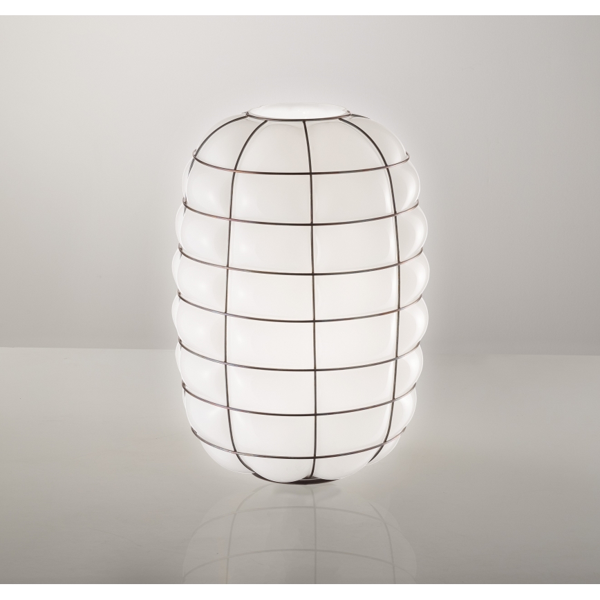 SIRU - Sienas lampa LANTERNA 1xE27/60W/230V melna/balta Venēcijas stikls