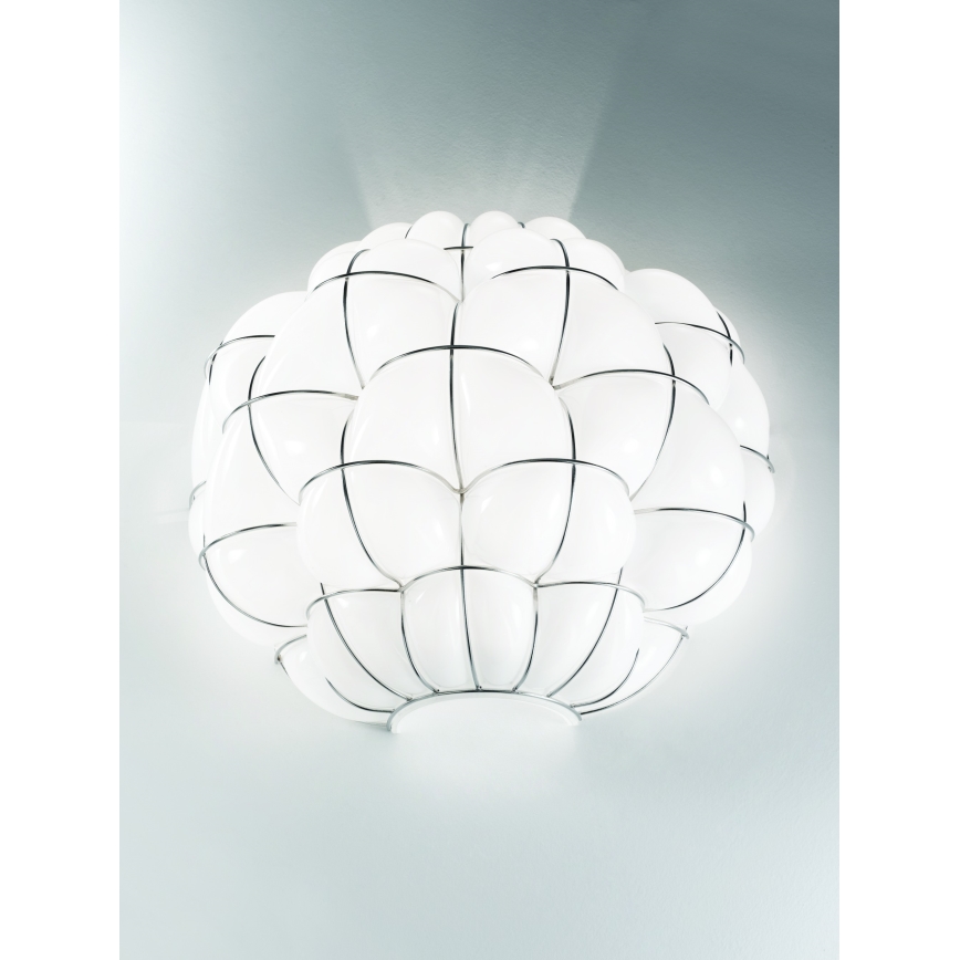 SIRU - Sienas lampa POUFF 1xE27/60W/230V spīdīgi hromēts/balta Venēcijas stikls