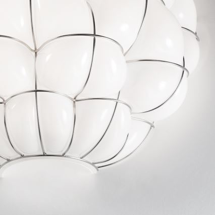 SIRU - Sienas lampa POUFF 1xE27/60W/230V spīdīgi hromēts/balta Venēcijas stikls
