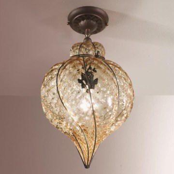 SIRU - Virsapmetuma lustra GOCCIA 1xE27/60W/230V d. 25 cm bēša/brūna Venēcijas stikls