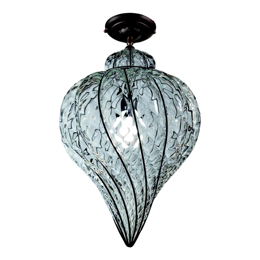 SIRU - Virsapmetuma lustra GOCCIA 1xE27/60W/230V d. 25 cm caurspīdīga/brūna Venēcijas stikls