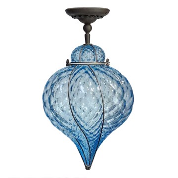 SIRU - Virsapmetuma lustra GOCCIA 1xE27/60W/230V d. 25 cm zila/brūna Venēcijas stikls