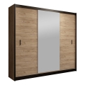 Skapis ar spoguli MIRO 203x215 cm ozola craft/melns