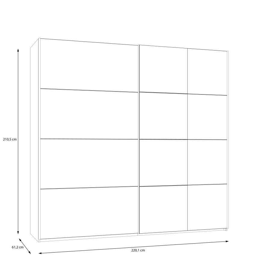 Skapis ar spoguli ODEN 220x210 cm, bēšā krāsā