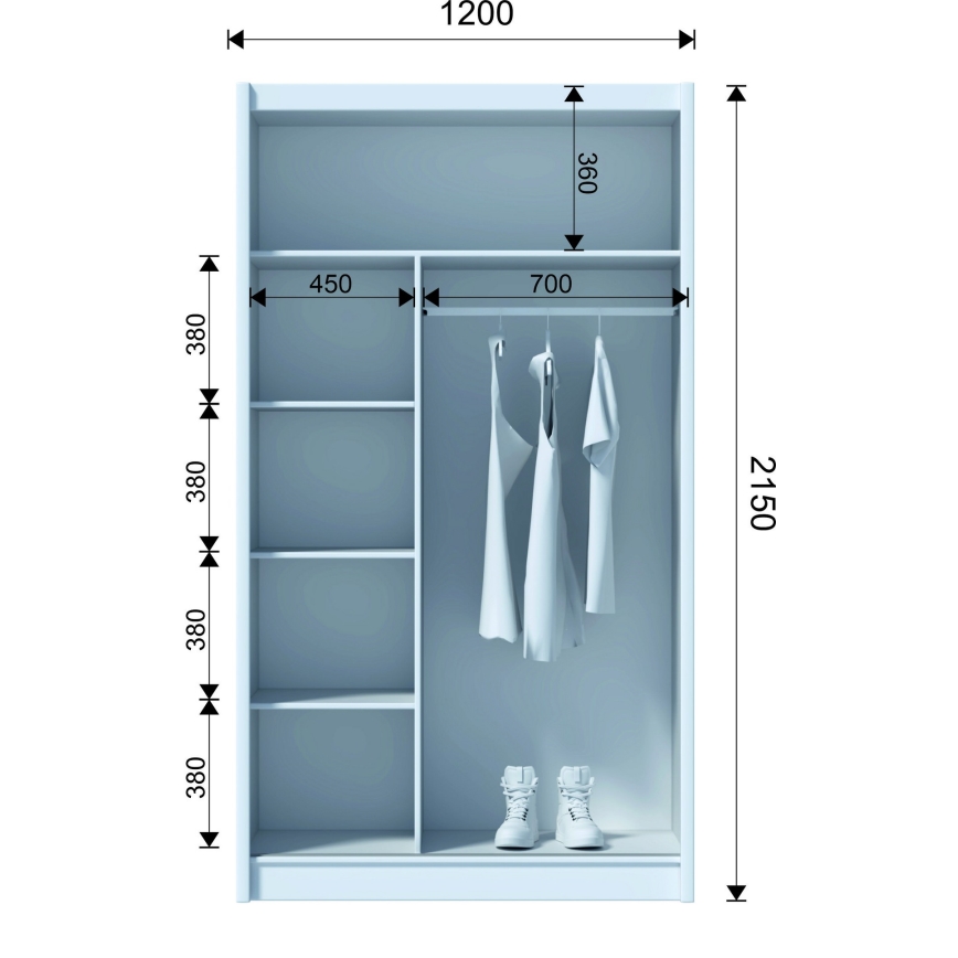 Skapis ar spoguli SABRINA 120x215 cm Sonoma ozols