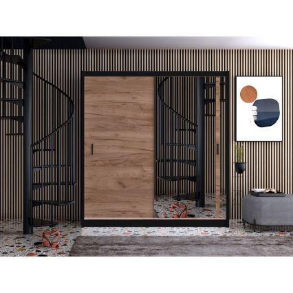 Skapis ar spoguli SABRINA 203x215 cm, ozola craft krāsa