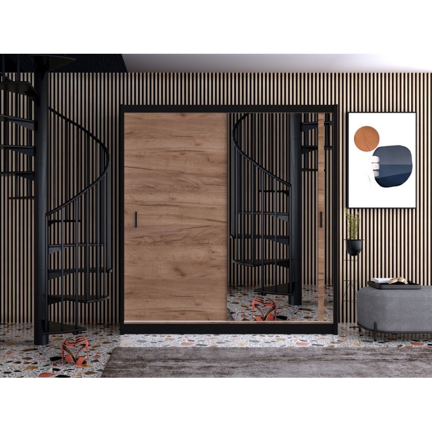 Skapis ar spoguli SABRINA 203x215 cm, ozola craft krāsa