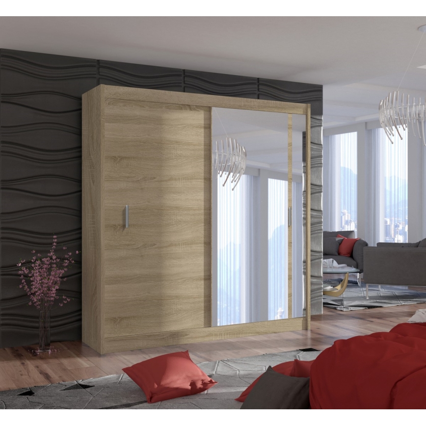 Skapis ar spoguli SABRINA 203x215 cm Sonoma ozols