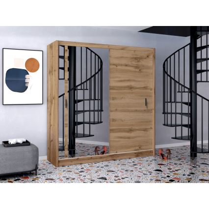 Skapis ar spoguli SABRINA 203x215 cm ozola krāsā Woltan