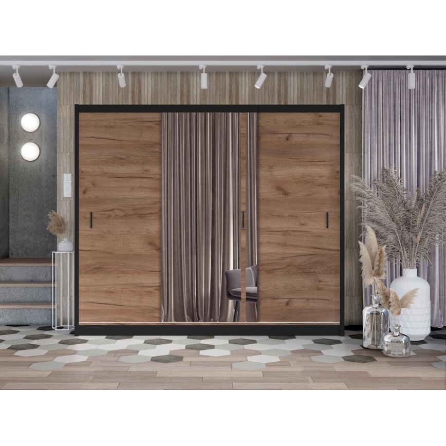 Skapis ar spoguli SABRINA 250x215 cm, ozolkoks craft