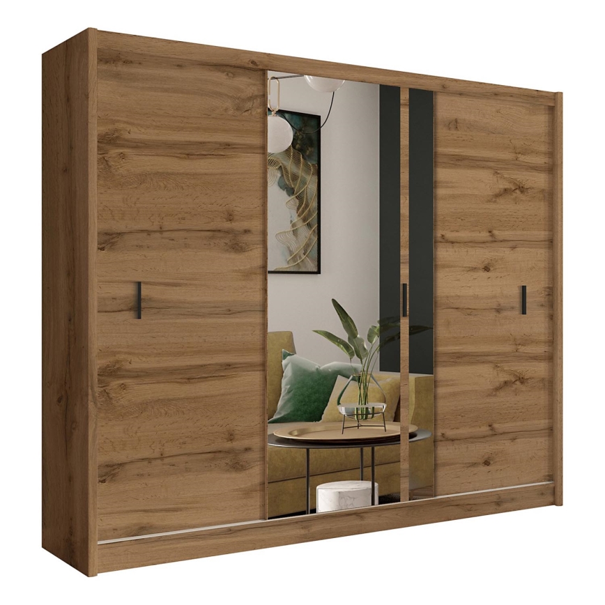 Skapis ar spoguli SABRINA 250x215 cm ozola krāsā Woltan