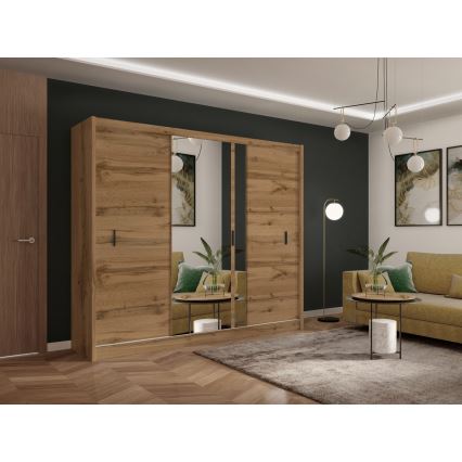 Skapis ar spoguli SABRINA 250x215 cm ozola krāsā Woltan