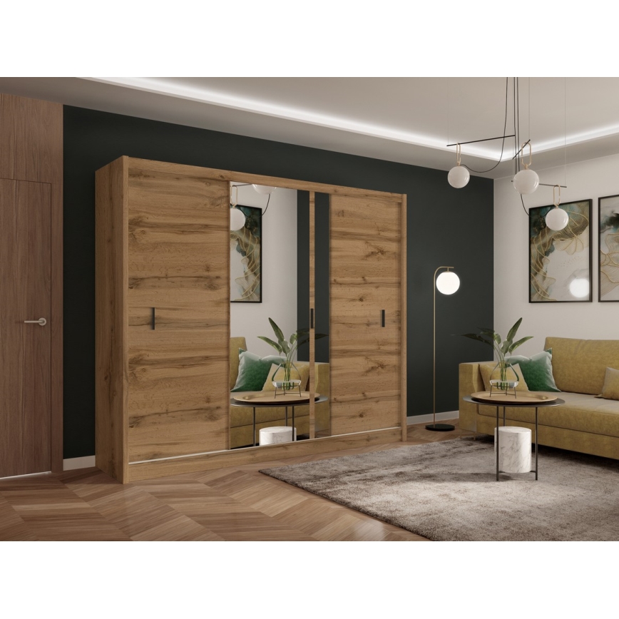 Skapis ar spoguli SABRINA 250x215 cm ozola krāsā Woltan