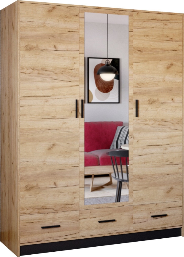 Skapis ar spoguli SANNA 150x215 cm, ozolkoks craft
