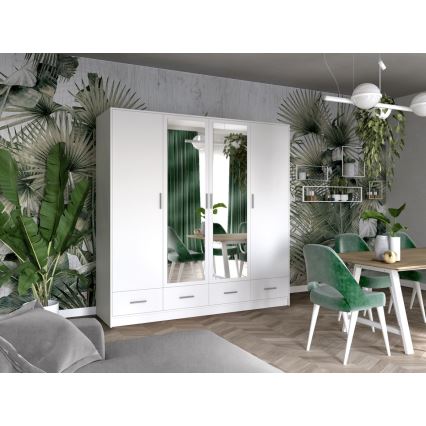 Skapis ar spoguli SANNA 200x215 cm balts