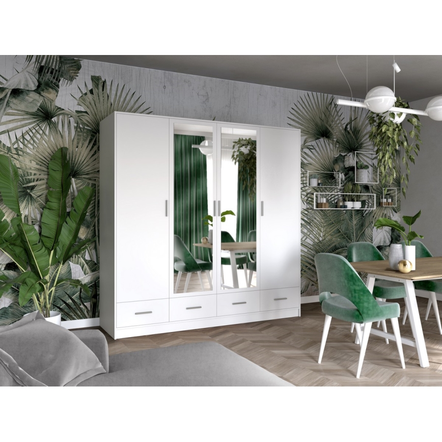Skapis ar spoguli SANNA 200x215 cm balts