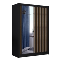 Skapis ar spoguli SANTINO 150x215 cm melns/ozols craft