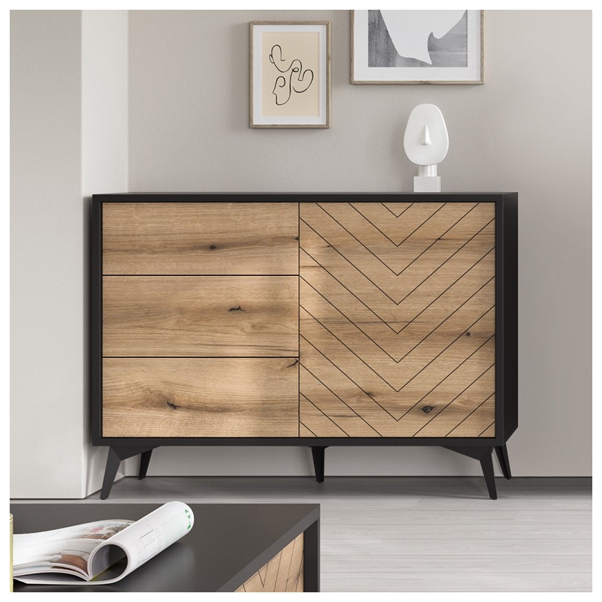 Skapītis DIAMOND 77x104 cm melna/ozols evoke